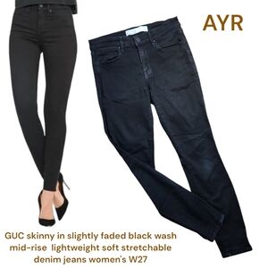 AYR skinny faded black wash mid rise stretchy lightweight jeans women's 27